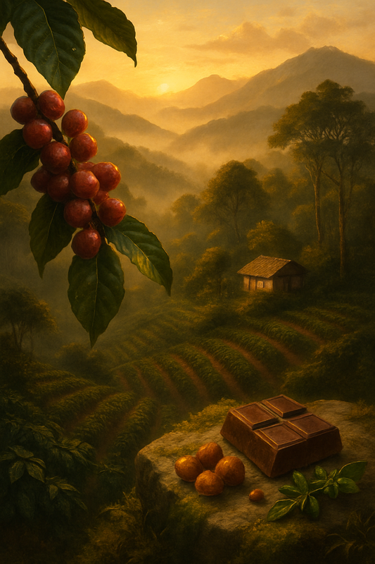 Nicaragua Jinotega Marimba — painterly highland landscape at sunrise